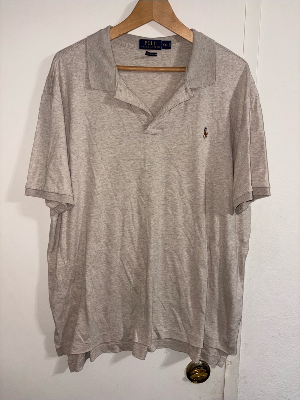 Polo by Ralph Lauren Men's Heather Light Gray Polo with Embroidered Pony